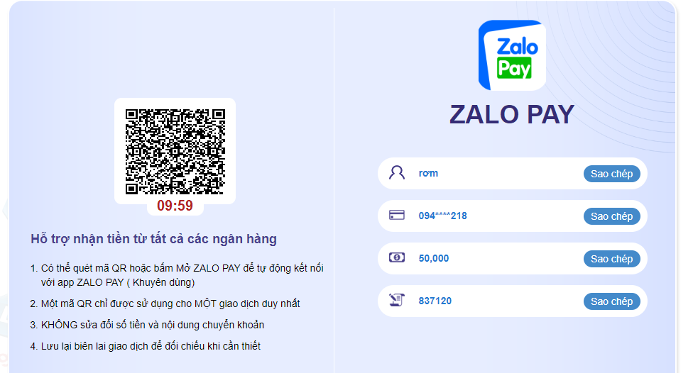 Nạp tiền bằng Zalo Pay quá là tiện lợi và nhanh chóng
